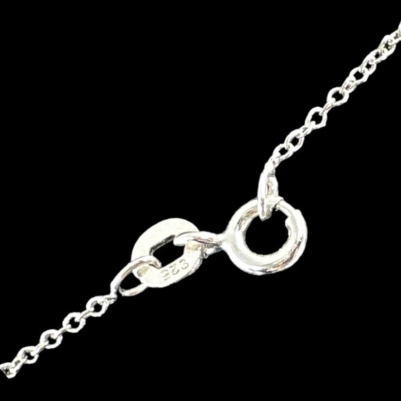 Sterling Silver Key Pendant Accented with Rhinestones Chain Link Necklace 17” - Picture 6 of 8
